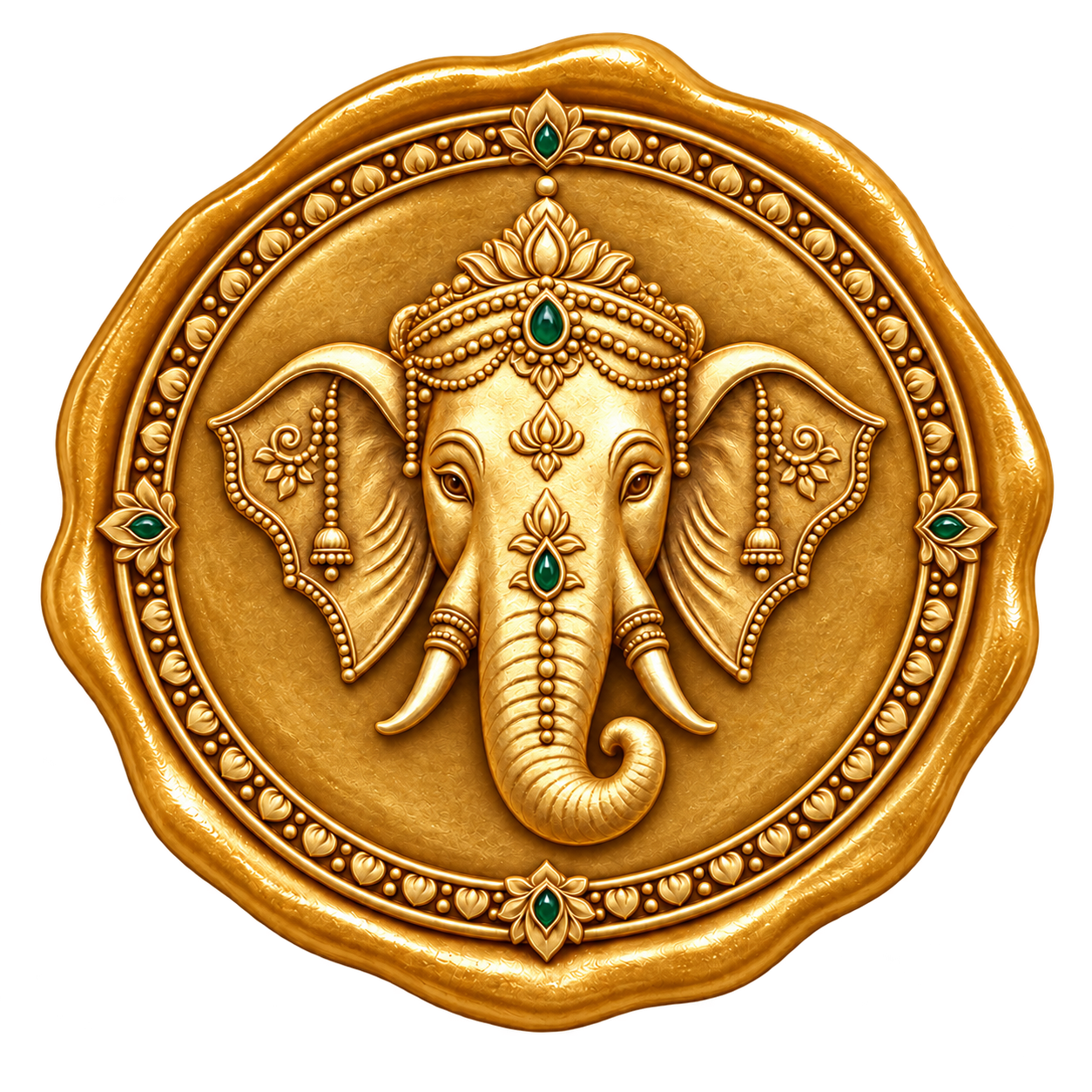 Sello dorado con un elefante